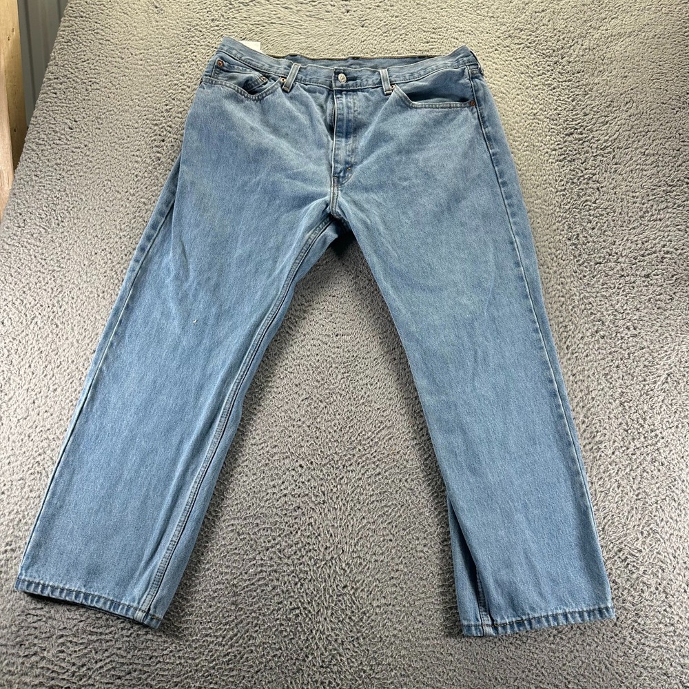 Levi's 505 Jeans Mens 40x29 Blue Cotton Denim Straight Baggy Light Wash Workwear